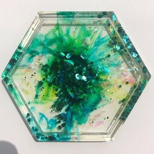❌SOLD❌ Green Plasma Resin Coaster